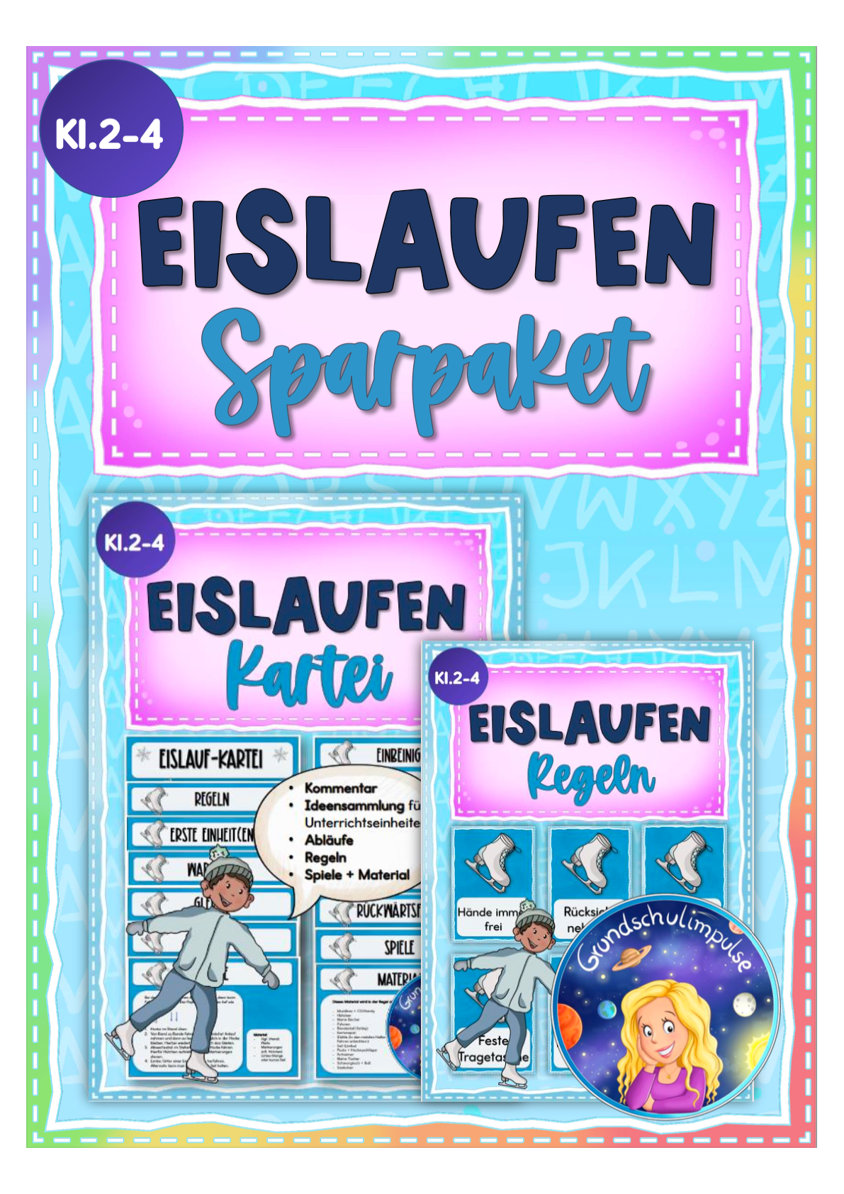 Sparpaket Eislaufen: Kartei und Regeln (Klasse 2-4)