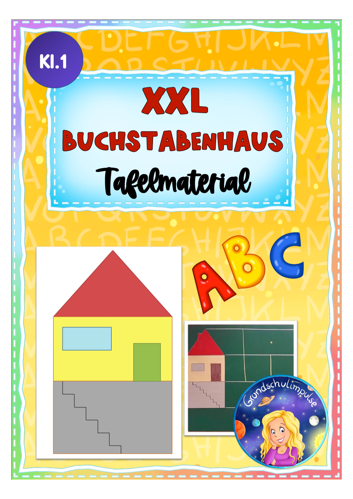 Buchstabenhaus XXL für die Tafel (Klasse 1)