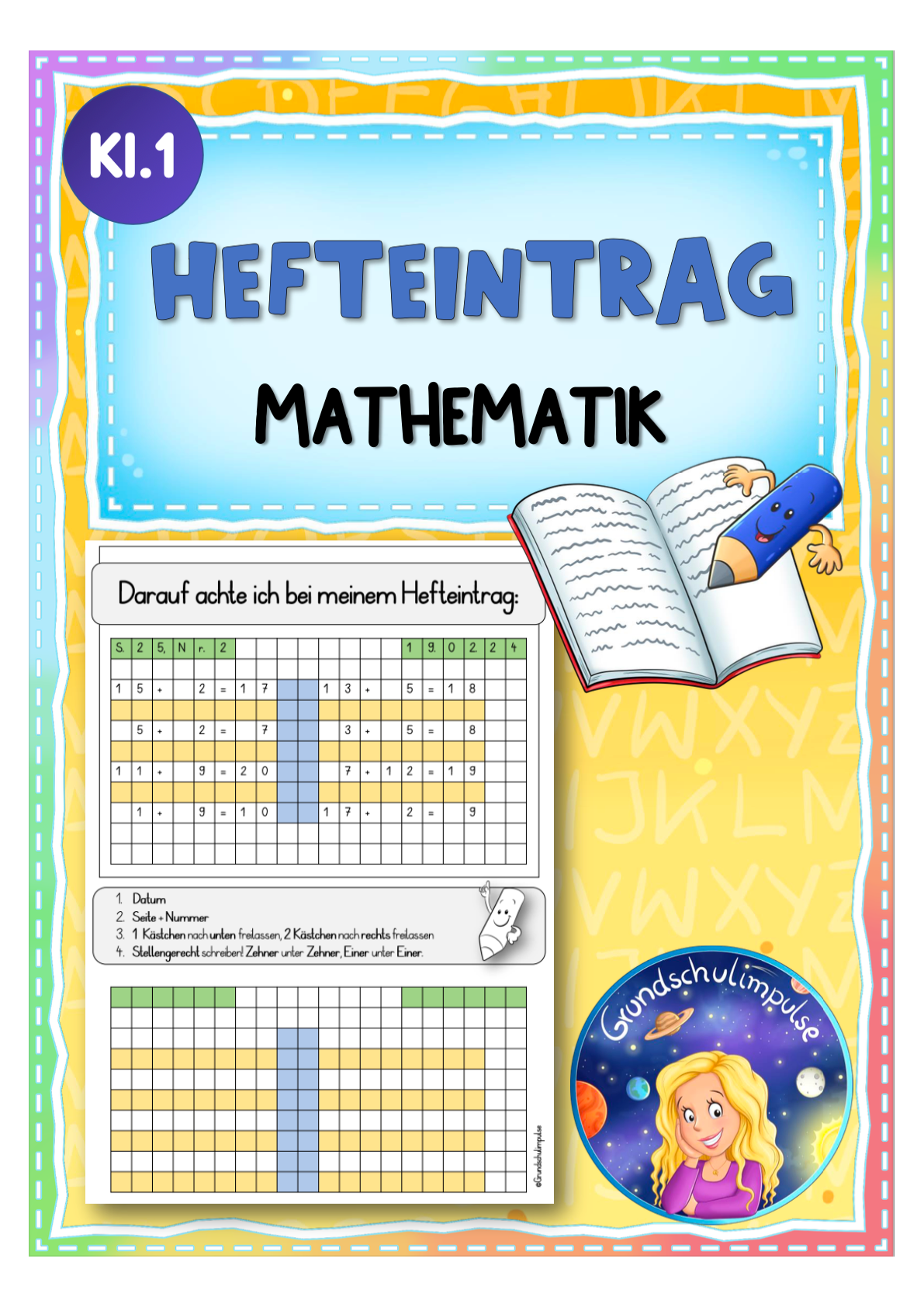 FREEBIE: Handout Hefteintrag Mathematik (Klasse 1)