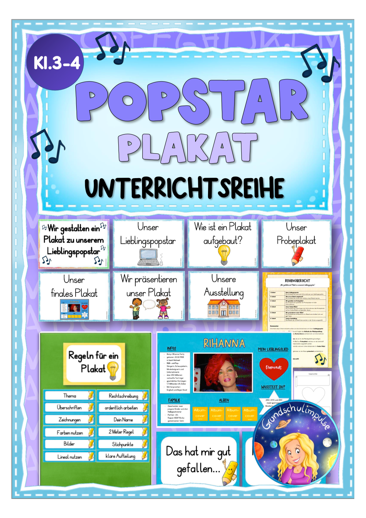 "Lieblingspopstar" Unterrichtsreihe inkl. Plakatgestaltung (Kl.3+4)