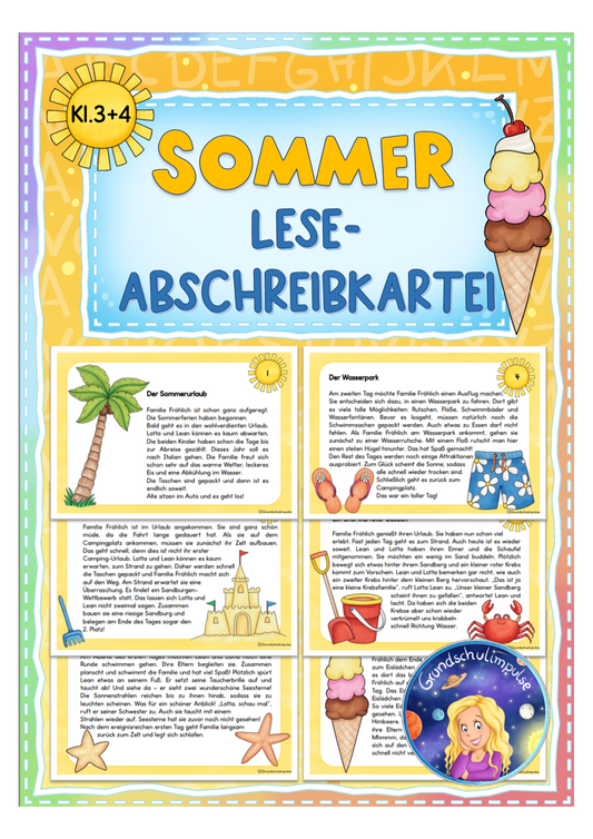 Sommerliche Lese- und Abschreibkartei (Klasse 3+4)