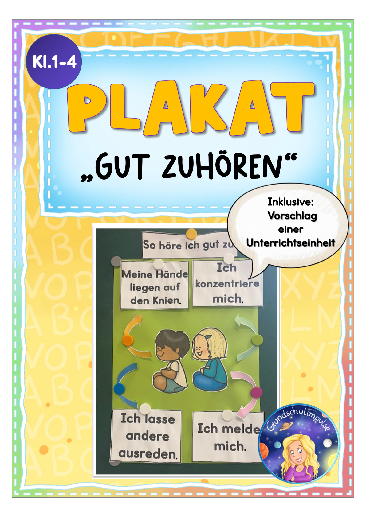 FREEBIE: Plakat Klassenregeln - So höre ich gut zu!