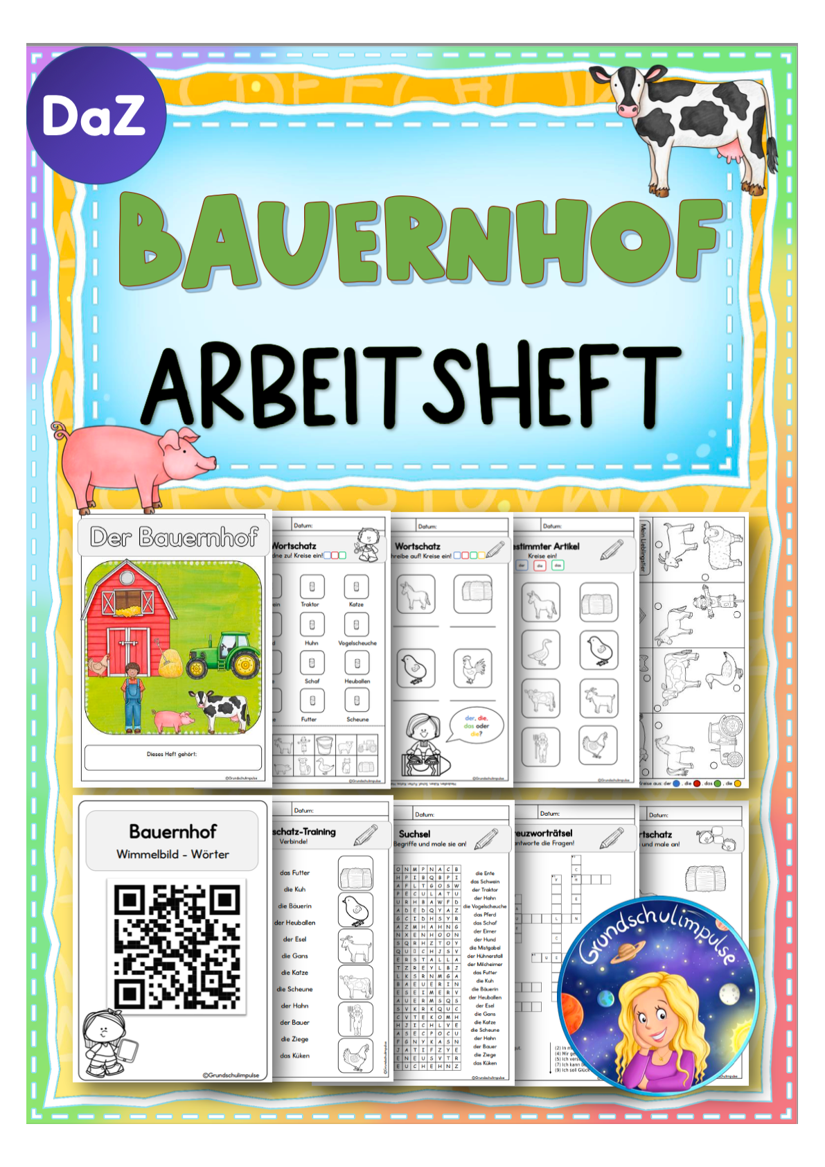 Bauernhof: Arbeitsheft s/w + bunt (DaZ/DaF)