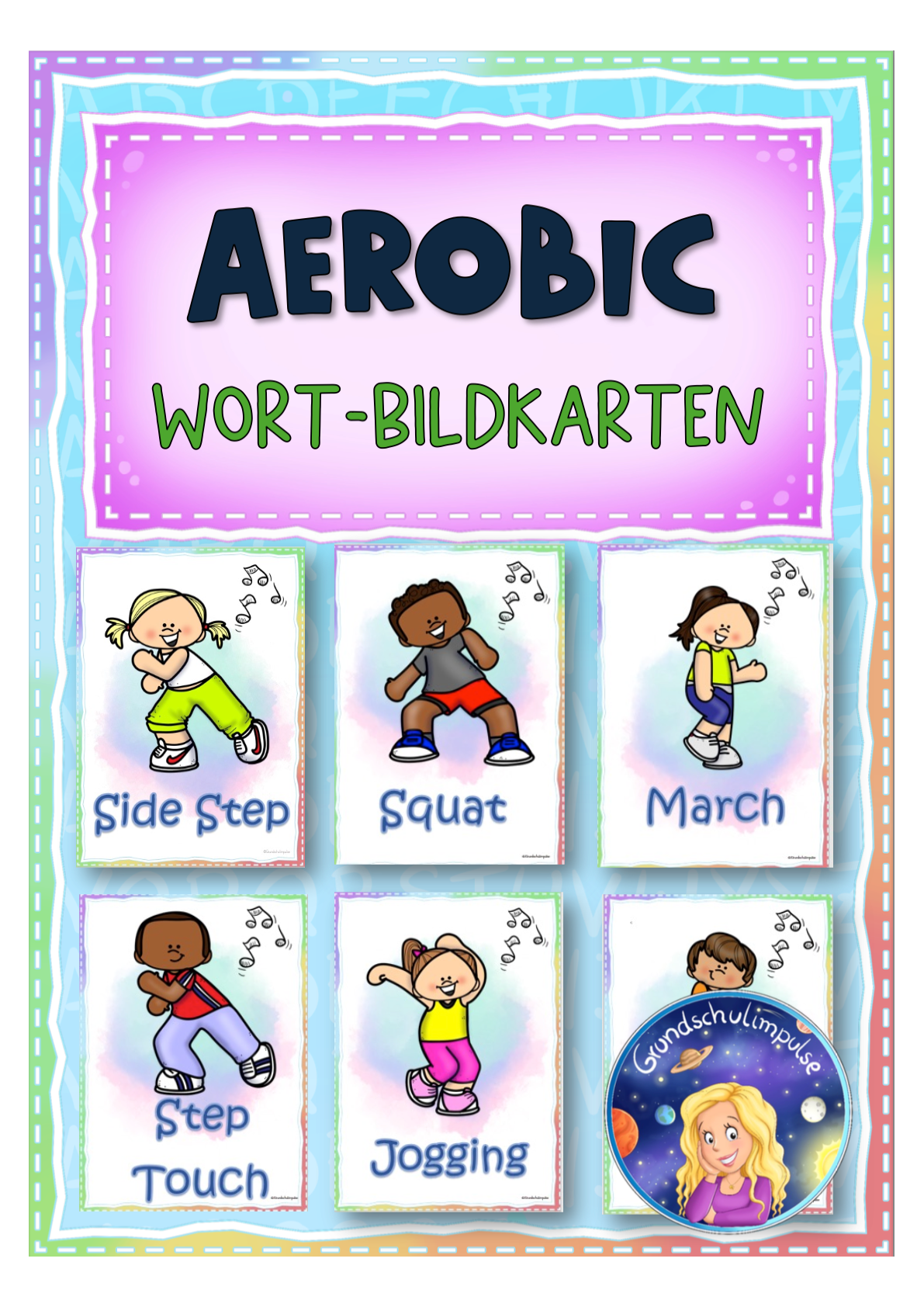 Aerobic Schritte: 12 Bild-Wortkarten