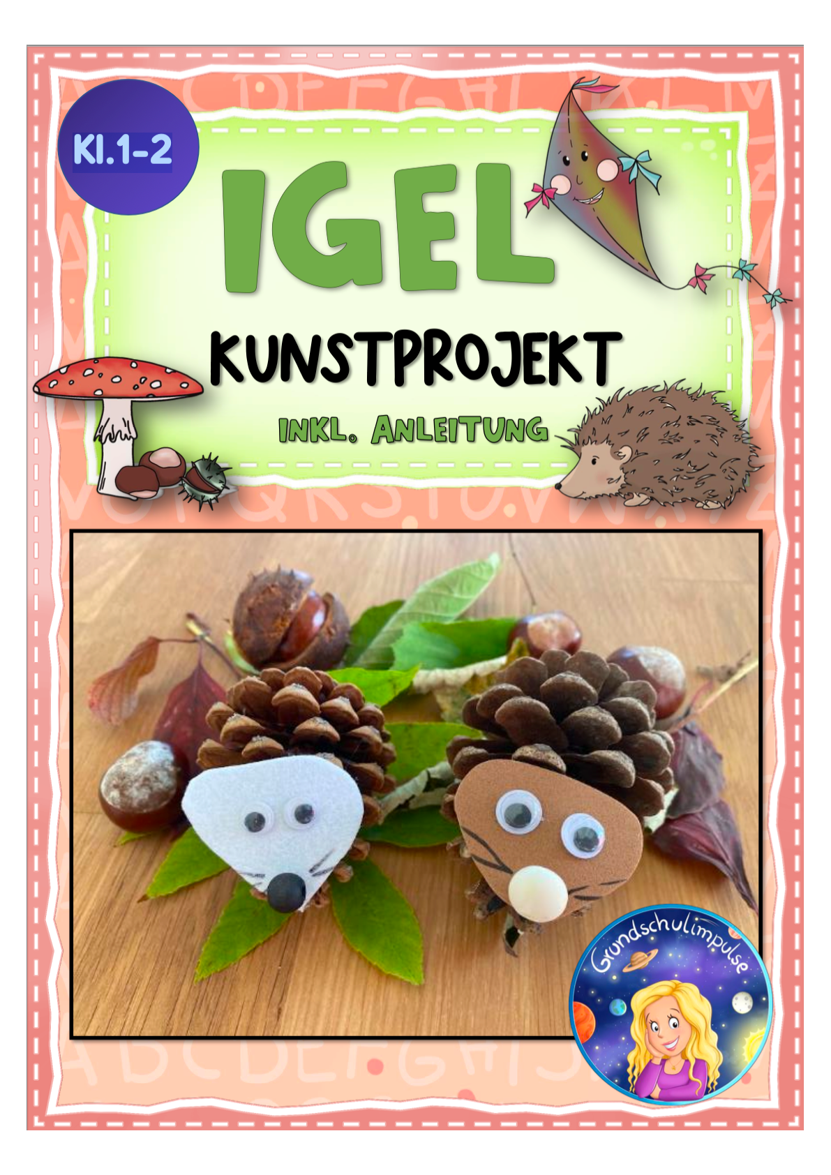 Tannenzapfen Igel - Kunstprojekt (Klasse 1+2)