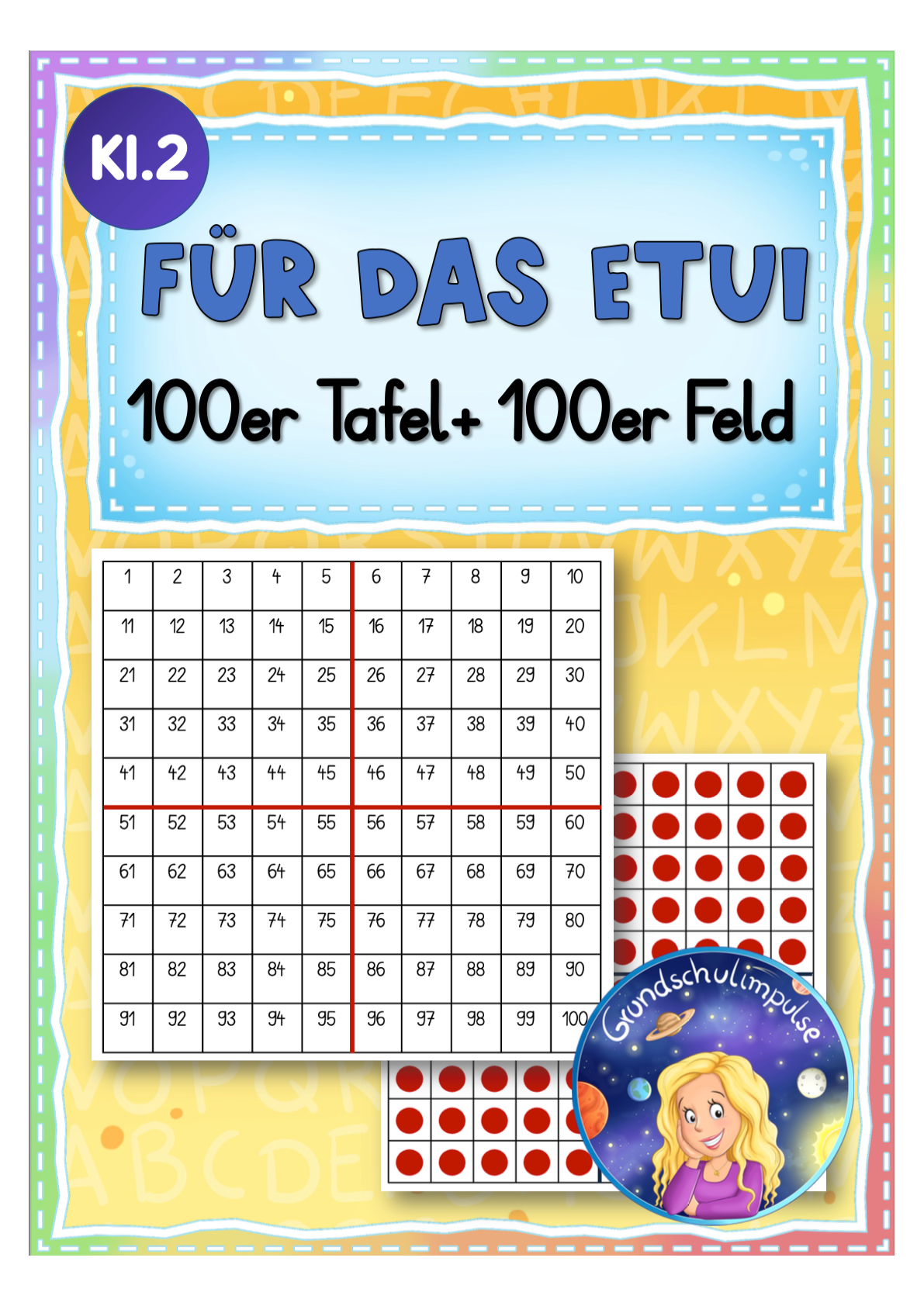 FREEBIE: Hunderterfeld+Hundertertafel für das Etui (Klasse 2)