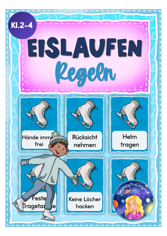 Eislaufen: Wort-Bildkarten (Regeln)