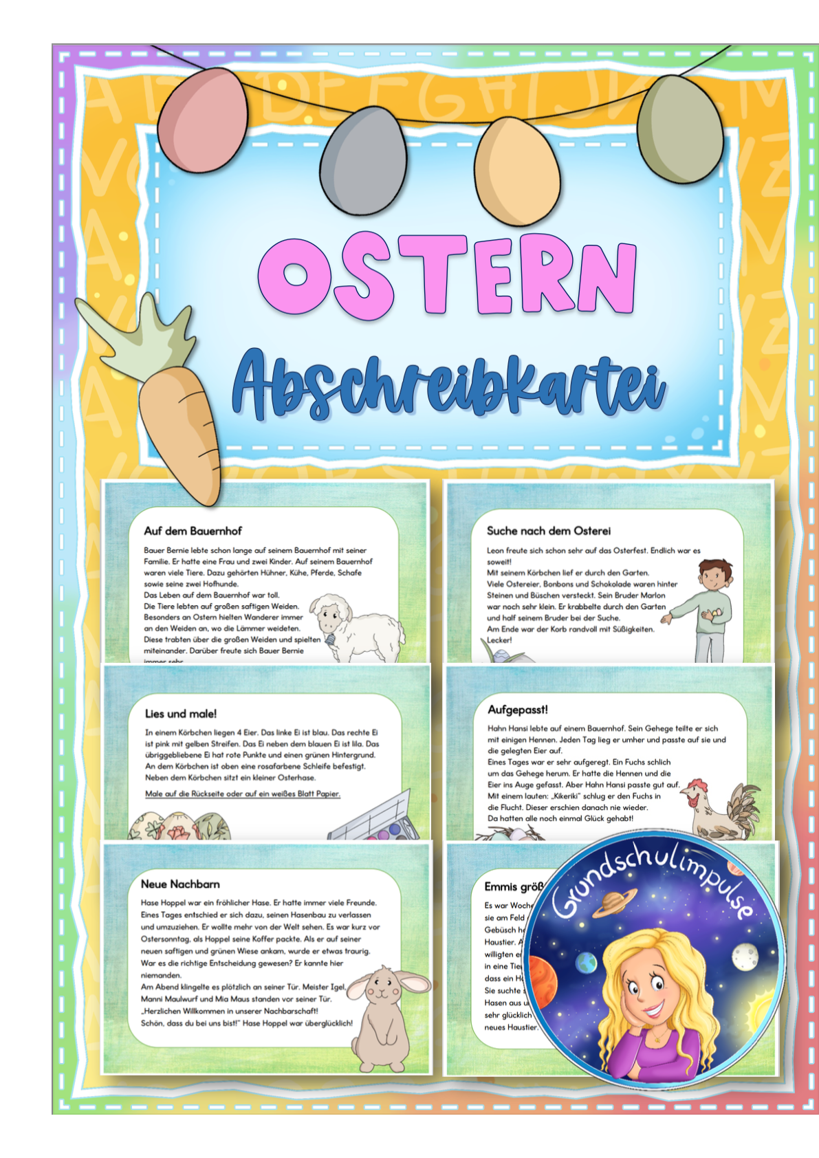 Lese-Abschreibkartei Ostern (Klasse 3+4)