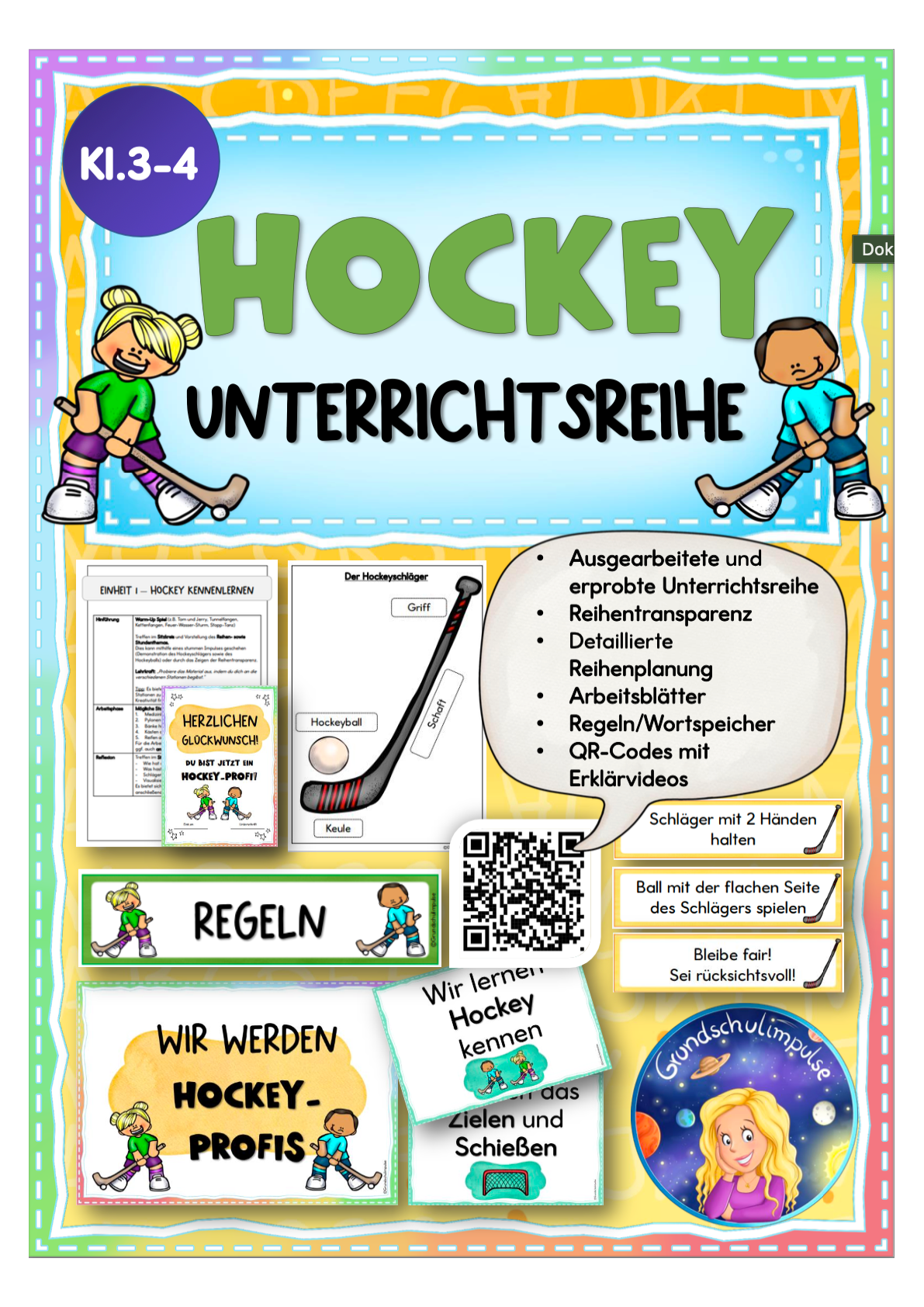 Hockey: Unterrichtsreihe (Klasse 3+4)