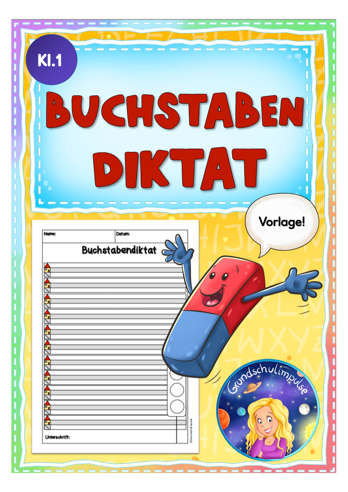 FREEBIE: Buchstabendiktat Klasse 1 - Vorlage